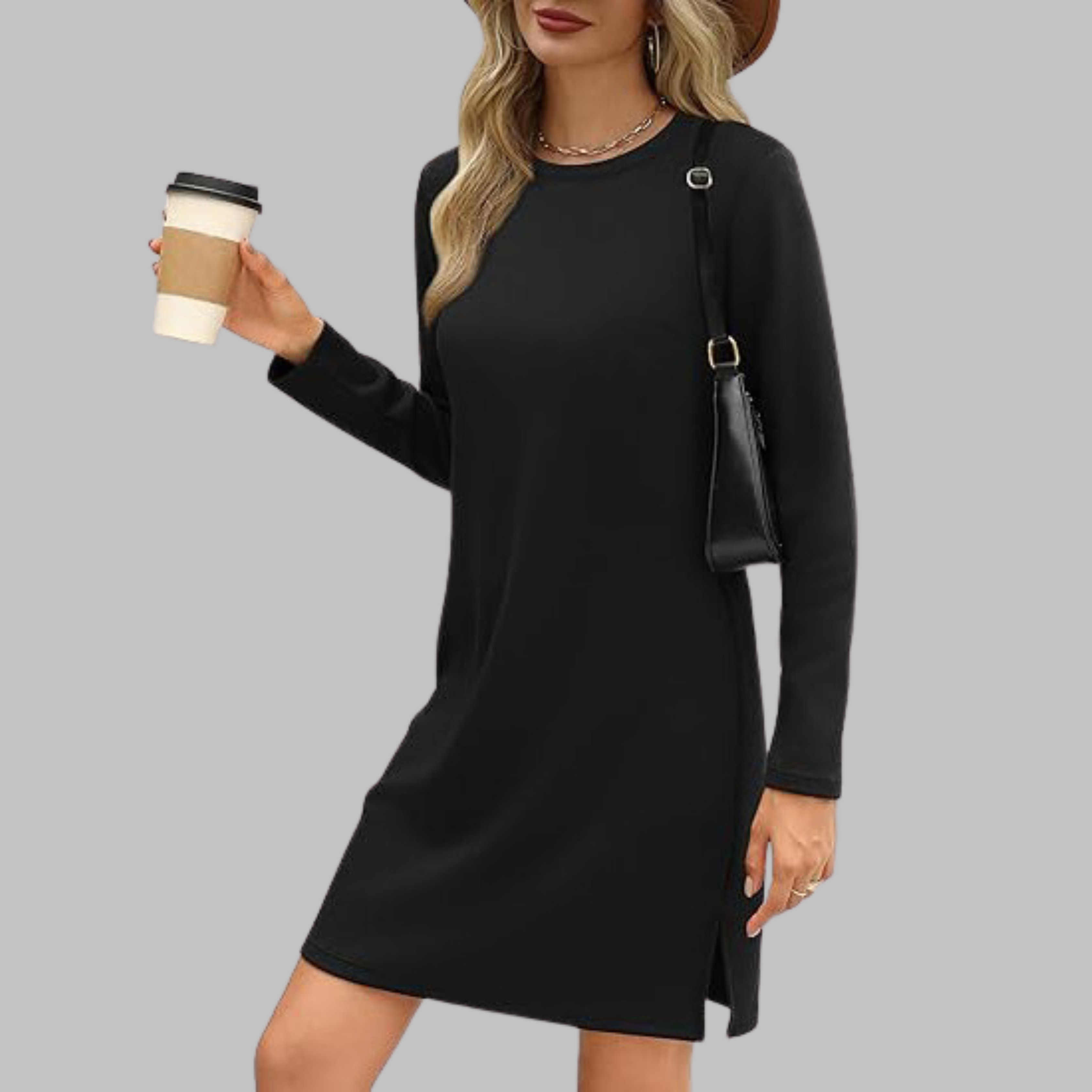 TATLO™ - Casual Long Sleeve Round Neck Mini Dress