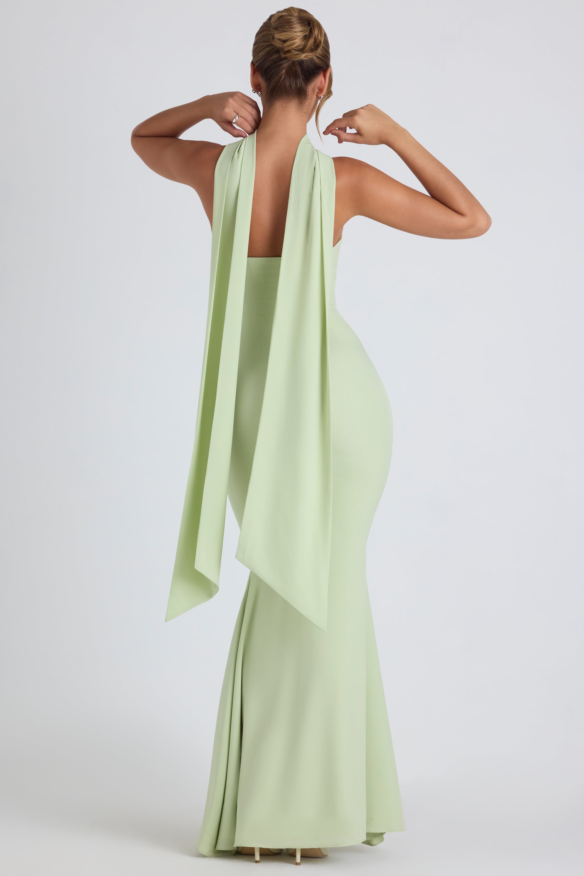 Scarf Detail Strapless Gown