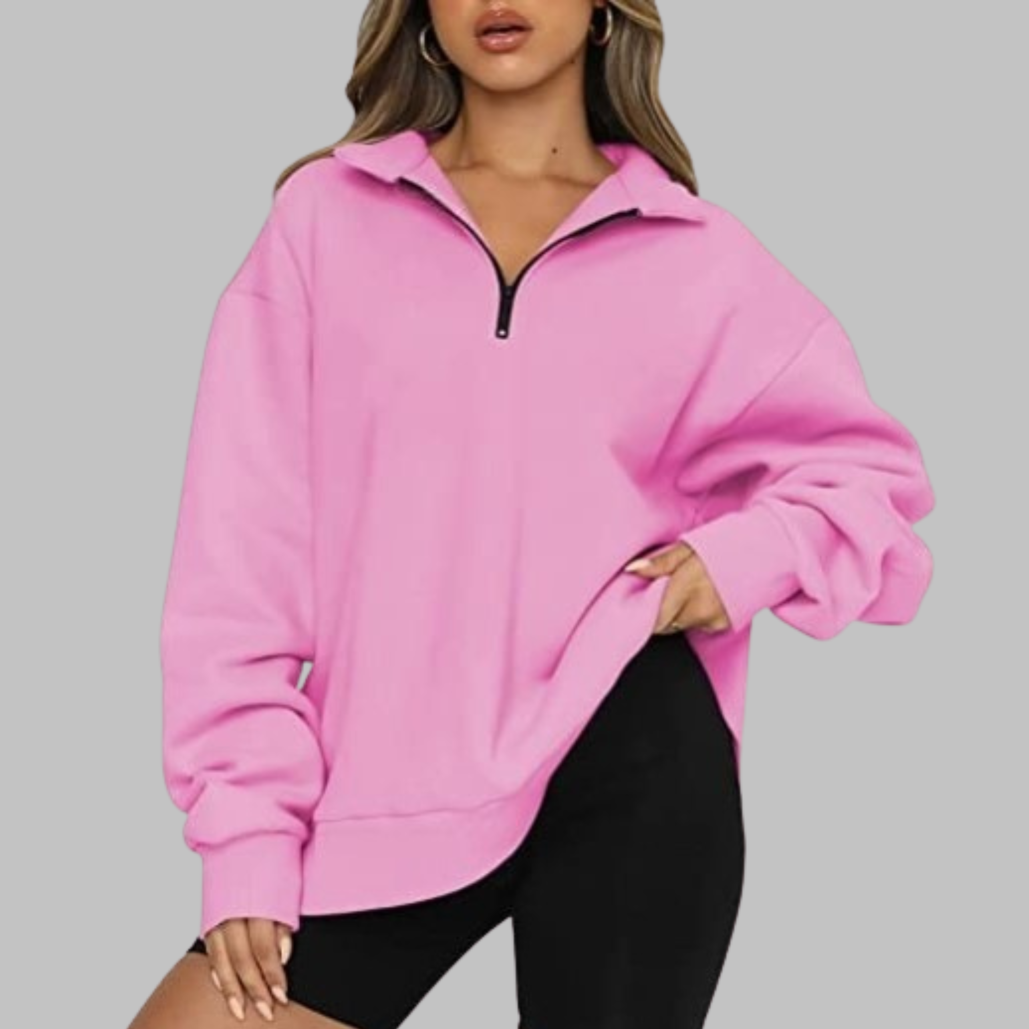 TENLEY™ - Casual Oversized Half Zip Long Sleeve Sweatshirt
