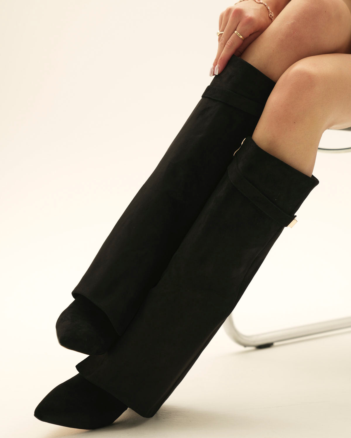 Suede knee high boots -