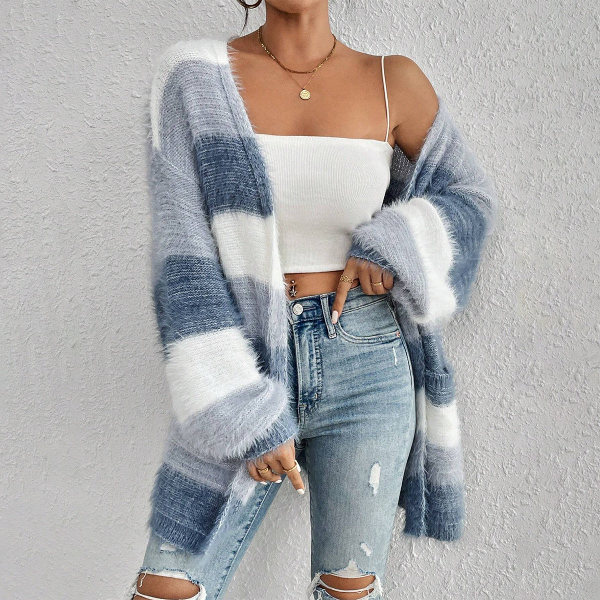 JULIETA™ - Comfy Open Front Long Sleeve Fuzzy Cardigan