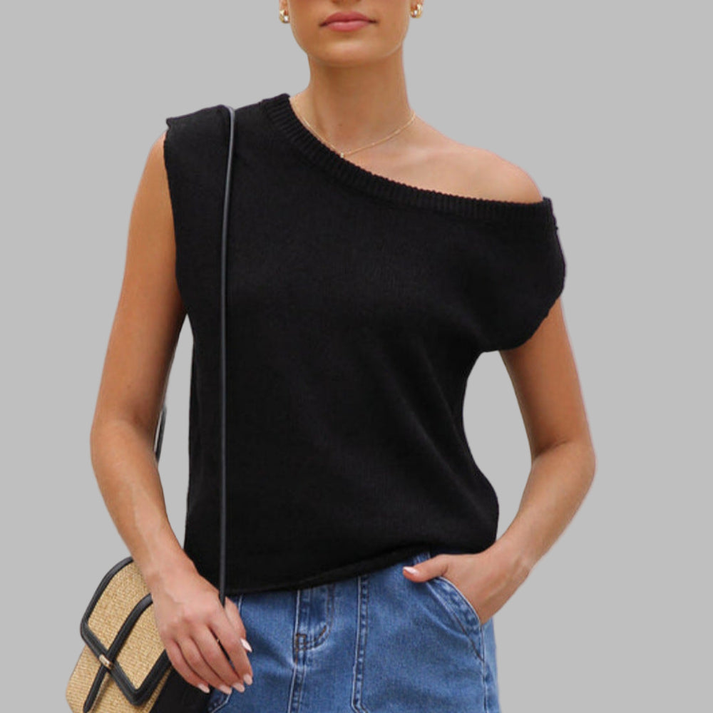 JUDITH™ - Classy Off Shoulder Short Sleeve Sweater Blouse