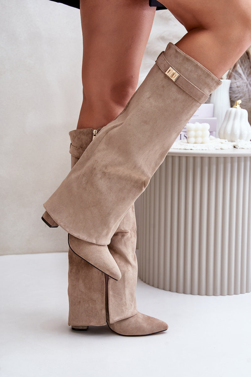 Suede knee high boots -