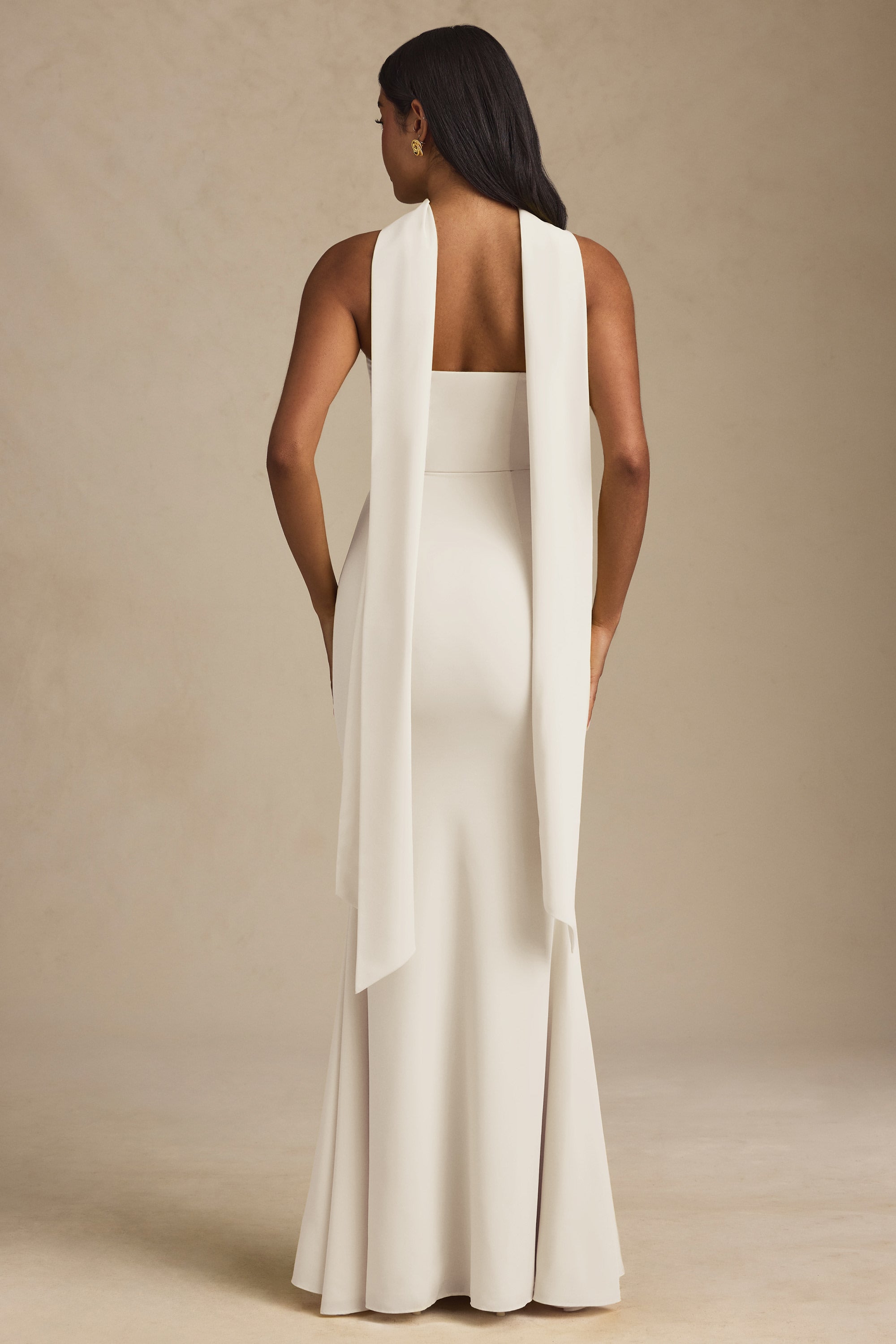 Scarf Detail Strapless Gown