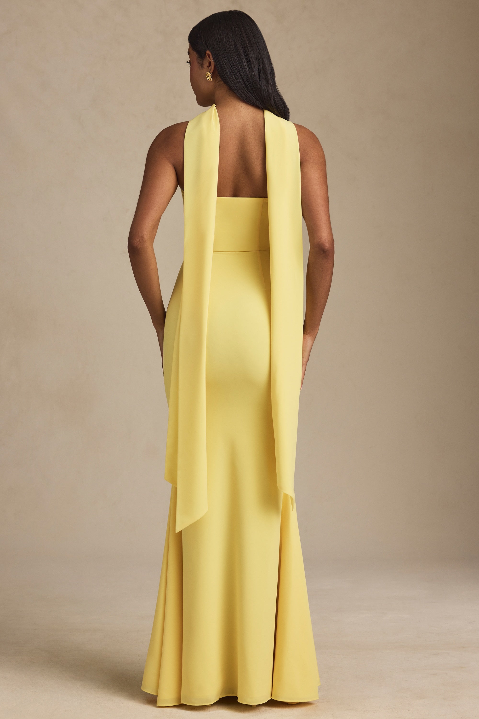 Scarf Detail Strapless Gown