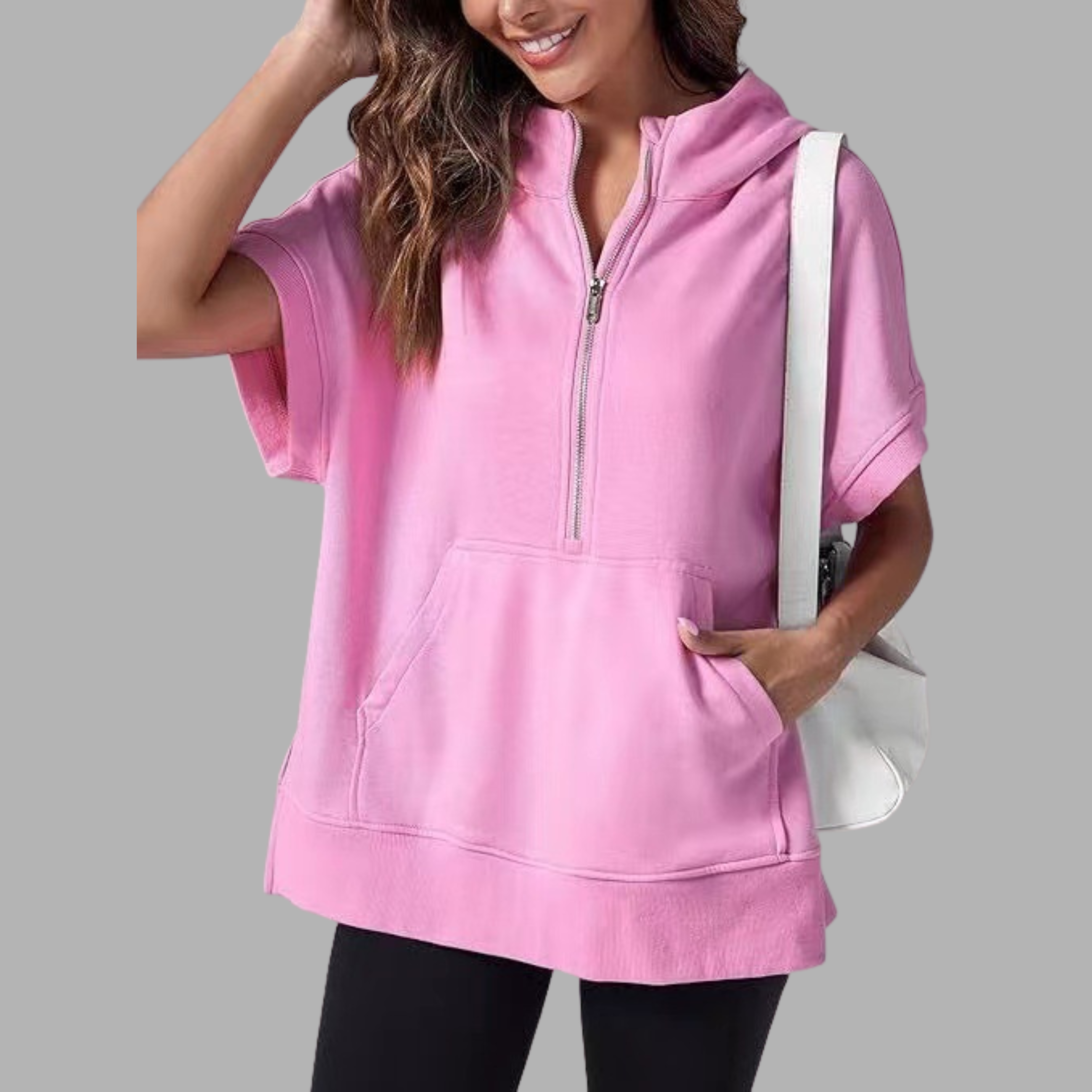 EMERLINDA™ – Relaxed Oversized Half-Zip Summer Hoodie