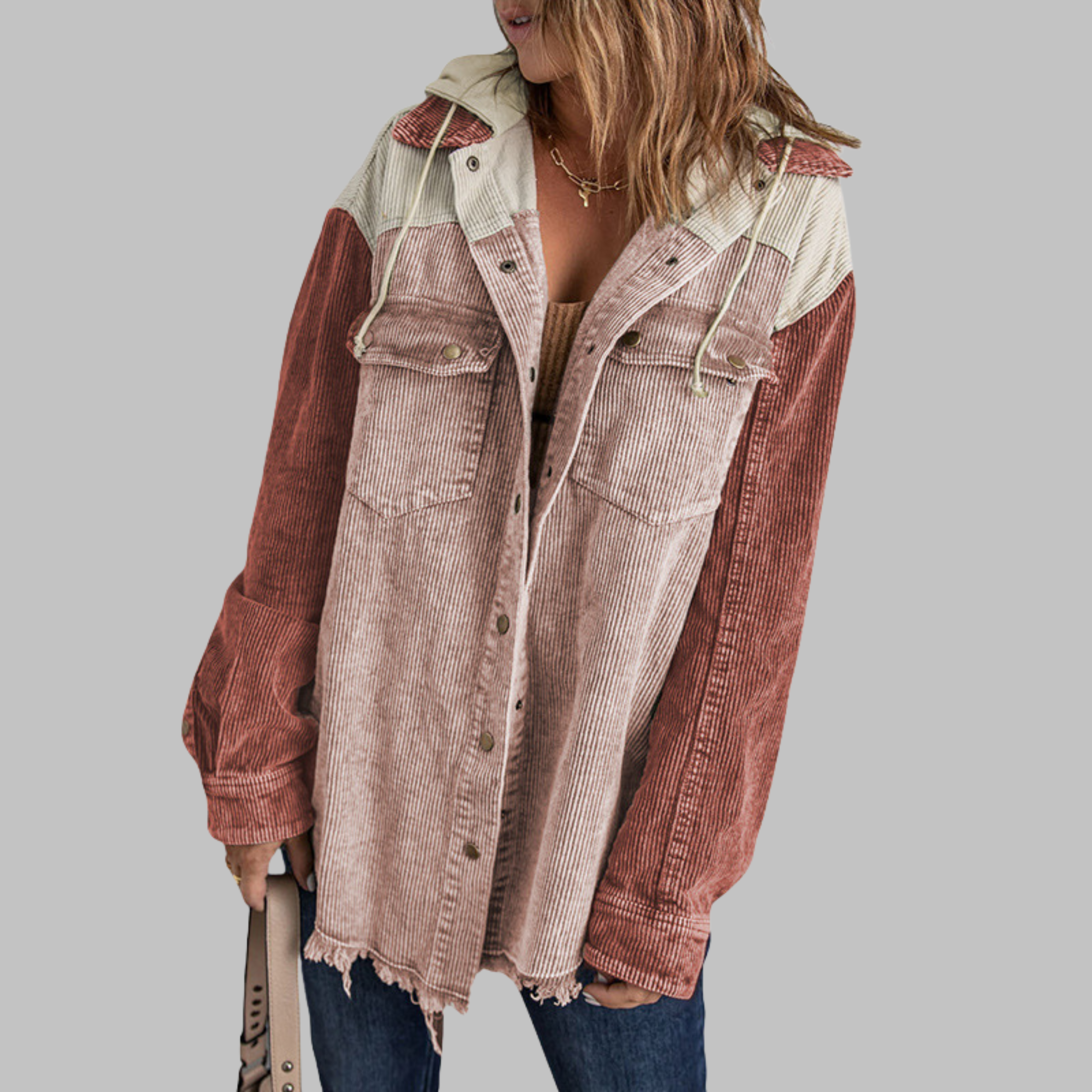 DABRINA™ - Classic Button Down Long Sleeve Hooded Jacket