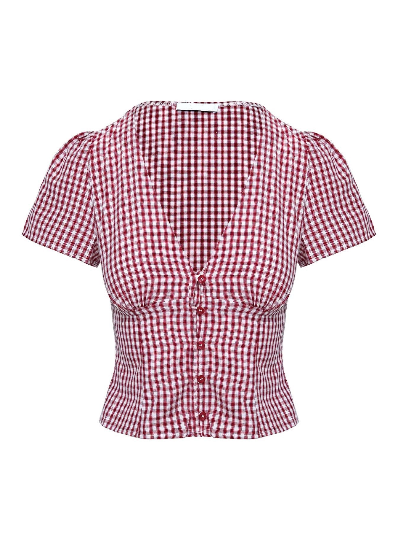 Honey Red Gingham Top