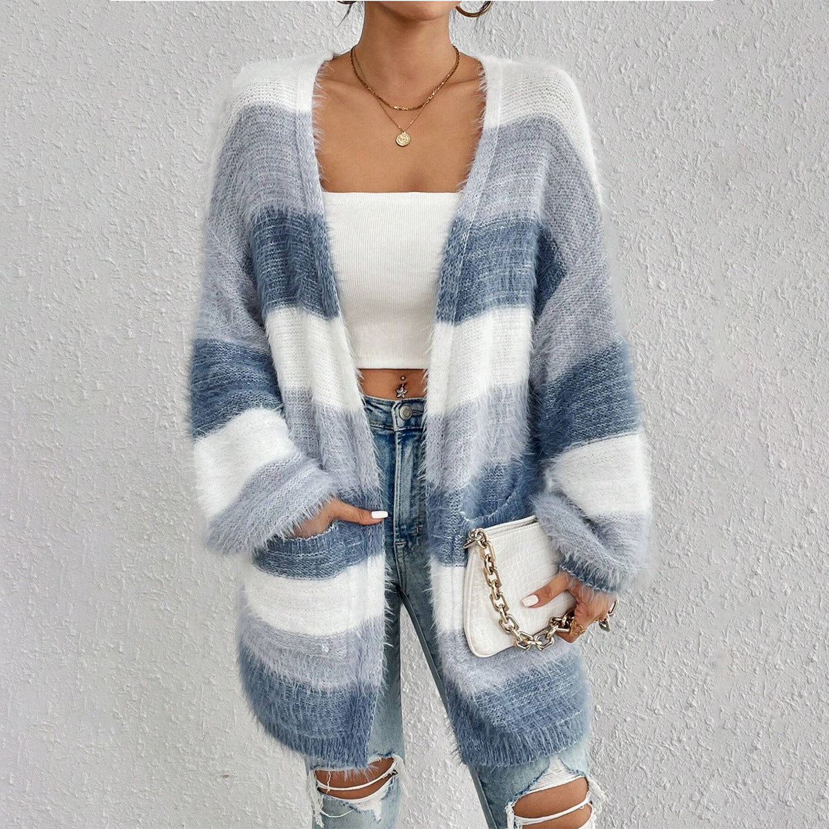 JULIETA™ - Comfy Open Front Long Sleeve Fuzzy Cardigan