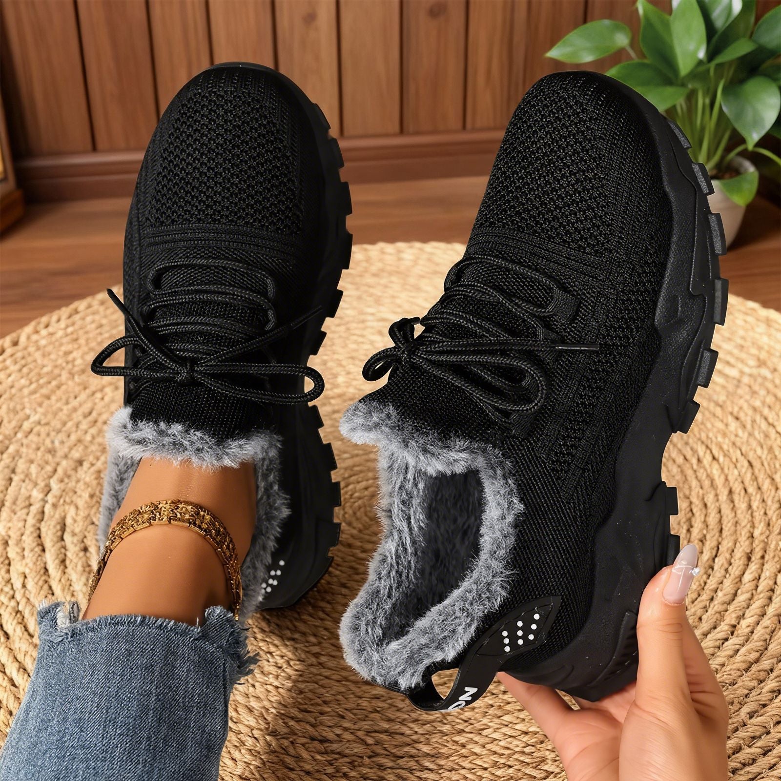 BRYDEE™ - Casual Fleece Lace-Up Lightweight Sneakers