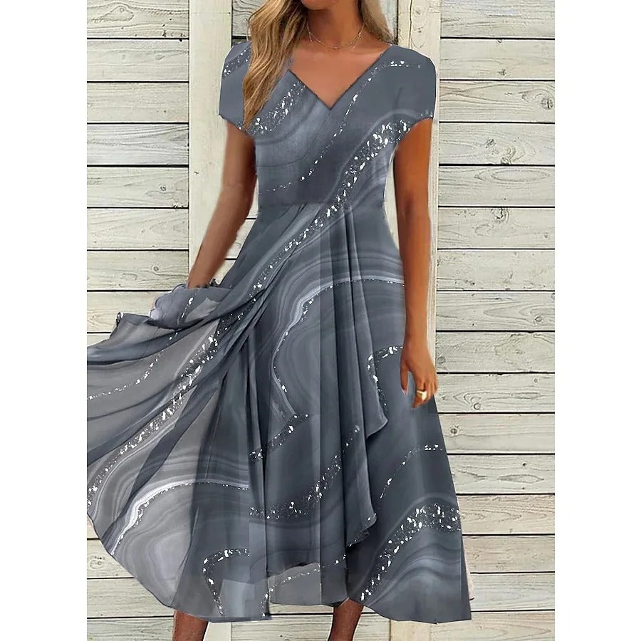 LYANNA™ - Flowing V-Neck Midi Dress